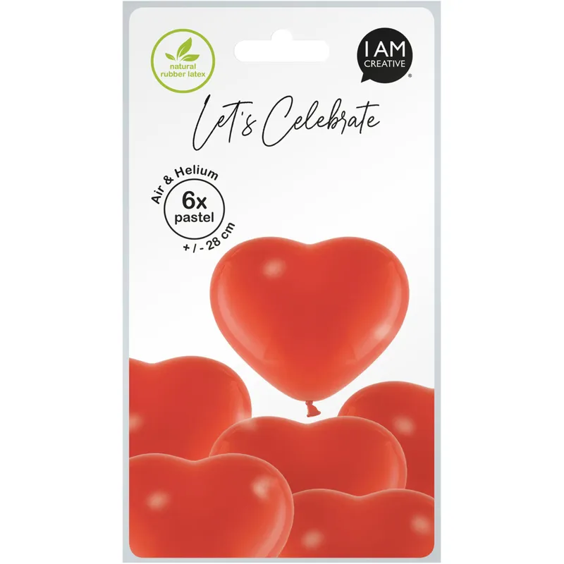 I AM CREATIVE Ballons coeur, rouge, 6 pièces