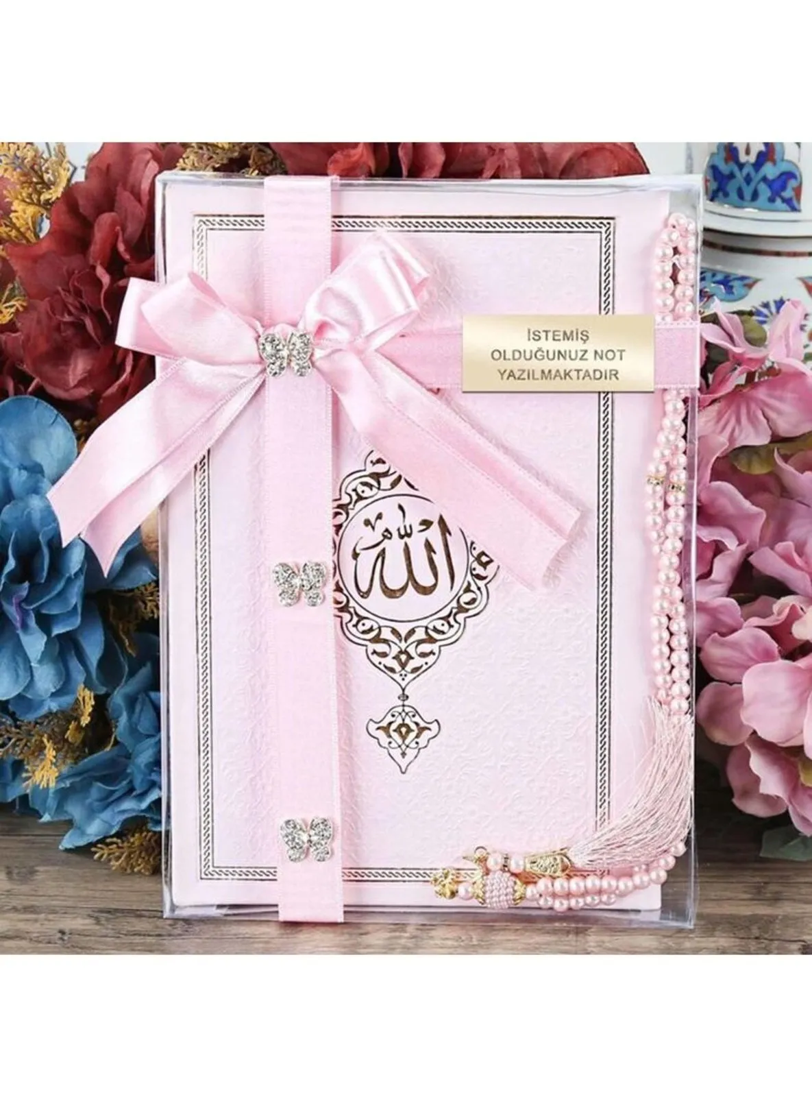 Thermo Yasin Book, Gift Set With Pearl Rosary Tasbih - Pink